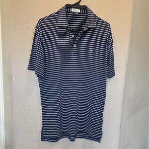 Peter Millar Navy & White Striped Performance Polo